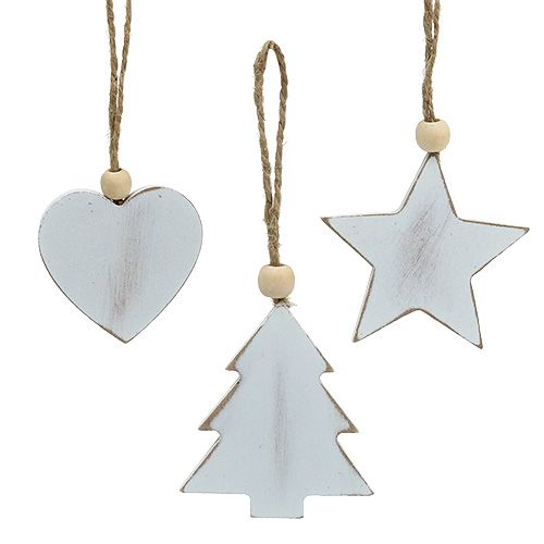 Article Cintres en bois assortis. Blanc 5-6cm 6 pièces