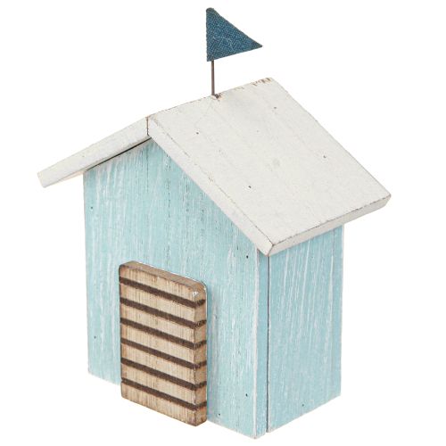 Article Maison en bois décoration maison de plage bleu naturel H9,5cm 3 pcs