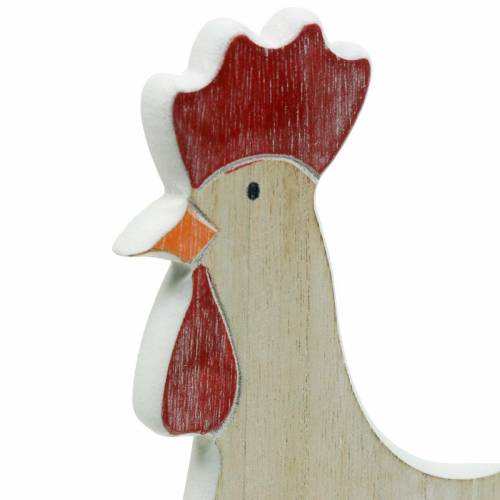 Floristik24 Coq en bois avec panier, décoration de Pâques, figurine en bois pour la plantation, décoration de printemps, poulet décoratif