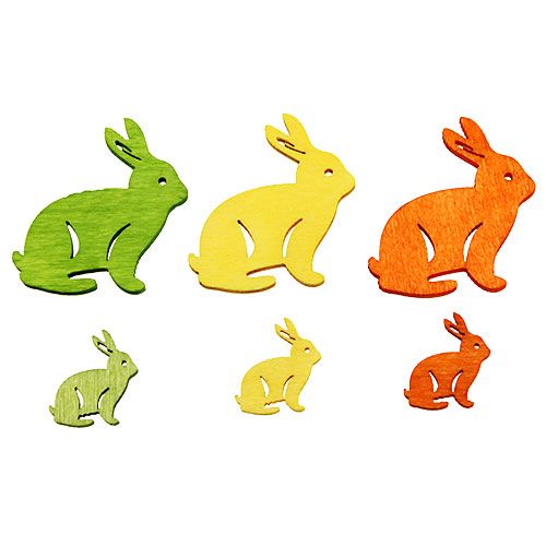 Article Lapin en bois 2cm - 4cm multicolore assorti 96 pièces