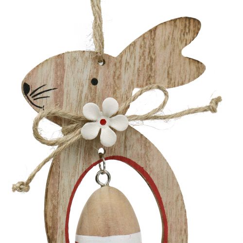 Article Lapins de Pâques en bois à suspendre avec des oeufs de Pâques 12cm - 14,5cm 4pcs