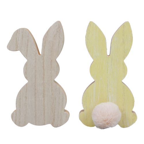 Article Lapins en bois lapins décoratifs décoration de Pâques bois pastel 8,5×16cm 6 pcs