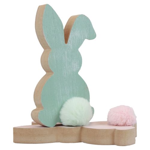 Article Lapins en bois lapins décoratifs décoration de Pâques bois pastel 8,5×16cm 6 pcs