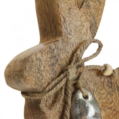 Article Déco lapin en bois décoration de table Pâques bois de manguier 13×4×15cm