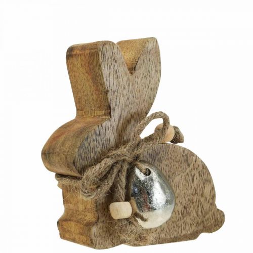 Floristik24 Déco lapin en bois décoration de table Pâques bois de manguier 8.5×4×10cm