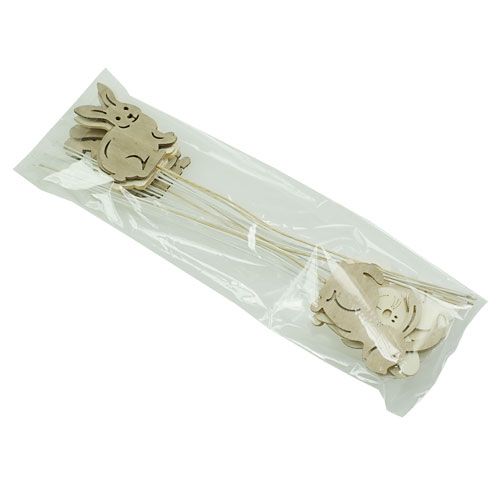 Floristik24 Lapins en bois avec fil de fer naturel. 6cmx8cm L31cm 18 pièces