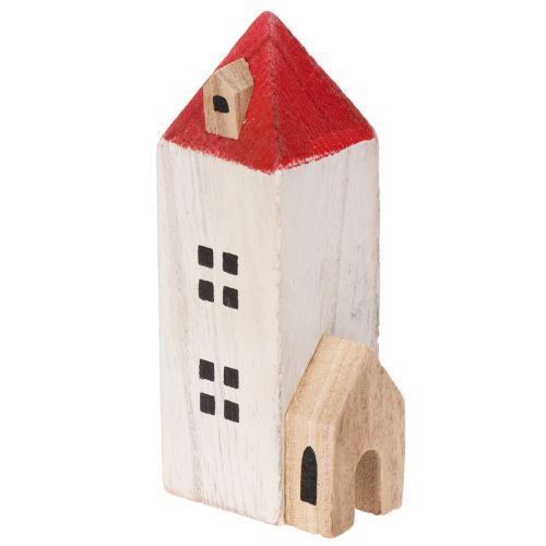 Ensemble de maisons décoratives en bois, rouge et blanc, décoration hivernale composée de plusieurs éléments, 13 cm, 6 pièces | Floristik24.be