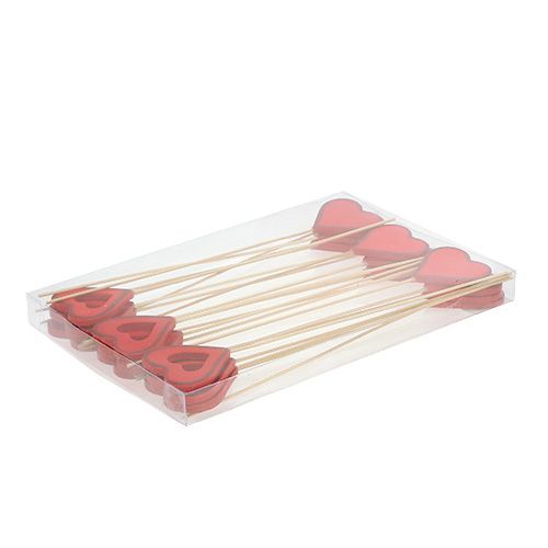 Floristik24 Coeur en bois 5cm rouge 24pcs