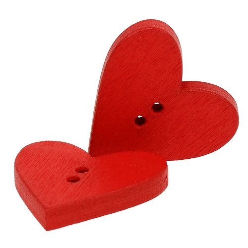 Floristik24 Boutons coeur en bois 2,5cm rouge 48 pcs