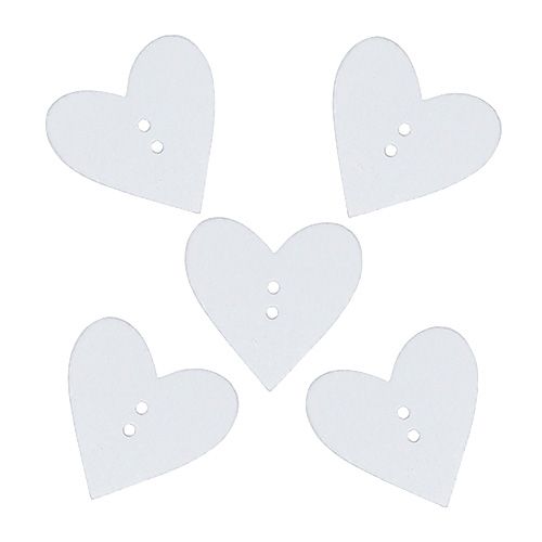 Floristik24 Boutons coeur en bois 2,5cm blanc 48 pcs