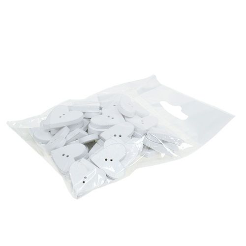 Floristik24 Boutons coeur en bois 2,5cm blanc 48 pcs