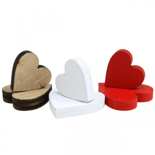 Coeur en bois décoration de dispersion coeurs de mariage bois 2.5/2/1.5cm 48 pièces