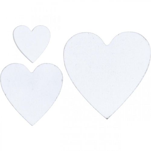 Floristik24 Coeur en bois décoration de dispersion coeurs de mariage blanc 3/5/7cm 50p