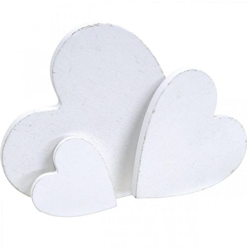 Floristik24 Coeur en bois décoration de dispersion coeurs de mariage blanc 3/5/7cm 50p