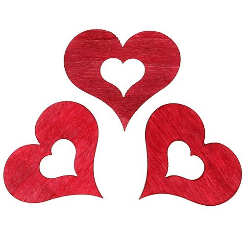 Floristik24 Coeur en bois à diffuser rouge 4cm 72p