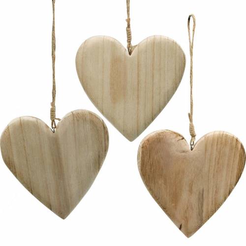 Floristik24 Coeur en bois à accrocher coeurs décoratifs nature Saint Valentin Fête des Mères 3pcs