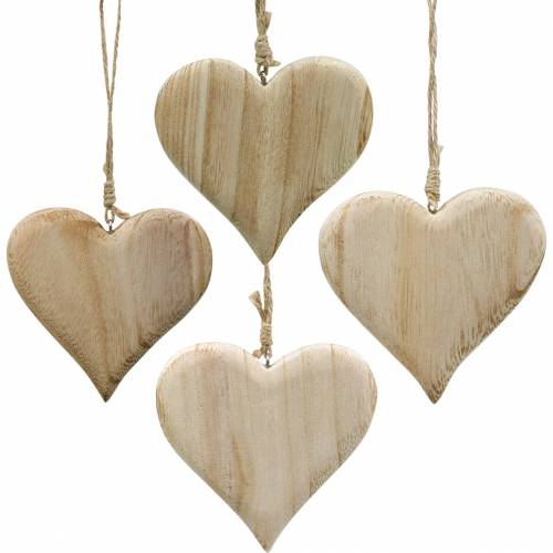 Floristik24 Coeur décoratif Saint-Valentin Coeur en bois à accrocher décoration bois nature 4pcs