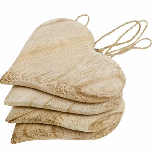 Floristik24 Coeur décoratif Saint-Valentin Coeur en bois à accrocher décoration bois nature 4pcs