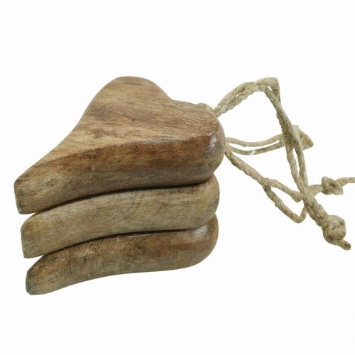 Floristik24 Pendentif coeur en bois coeur bois décoration à suspendre 10cm 3pcs