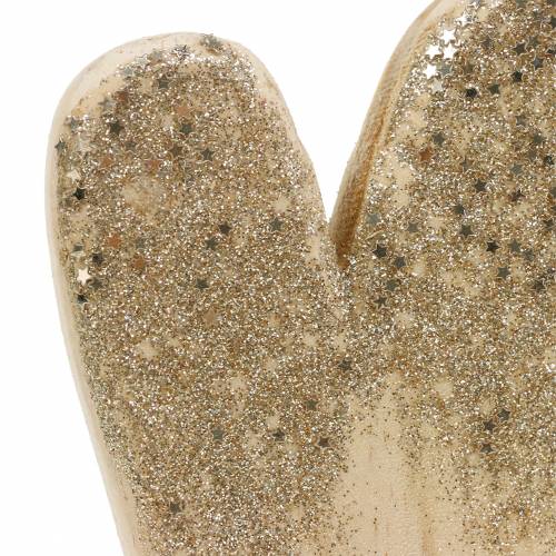 Floristik24 Coeur déco sur pied bois à paillettes H27cm
