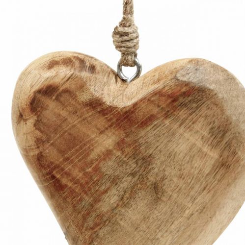 Article Coeur en bois, pendentif coeur en bois de manguier 9×9cm 4pcs