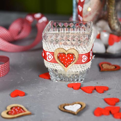 Floristik24 Boutons coeur en bois 2,5cm rouge 48 pcs