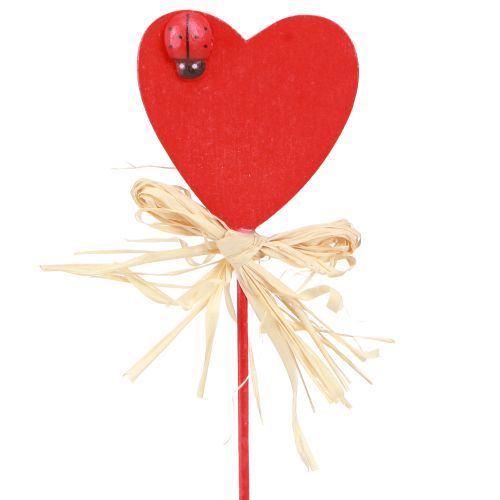 Article Bouchons décoratifs coeurs en bois coeurs avec coccinelles rouge 4cm 16 pcs