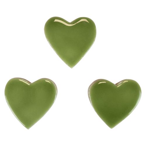 Floristik24 Coeurs en bois coeurs décoratifs bois vert clair effet brillant 4,5cm 8 pcs