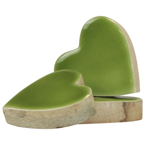 Floristik24 Coeurs en bois coeurs décoratifs bois vert clair effet brillant 4,5cm 8 pcs