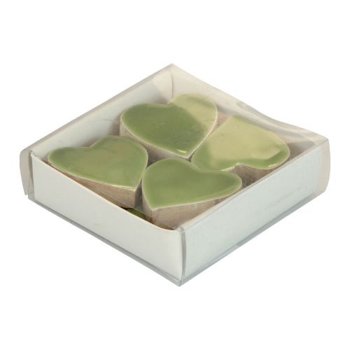 Floristik24 Coeurs en bois coeurs décoratifs bois vert clair effet brillant 4,5cm 8 pcs