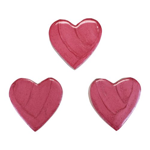 Article Coeurs en bois coeurs décoratifs rose décoration dispersée brillante 4,5 cm 8 pcs