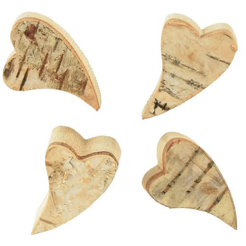 Floristik24 Coeurs en bois avec écorce de bouleau Coeurs de bouleau 3–4 cm 30 pcs