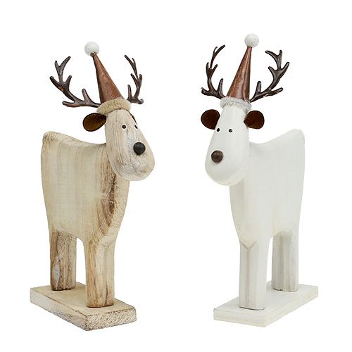 Floristik24 Cerf en bois blanc H16,5cm 2pcs