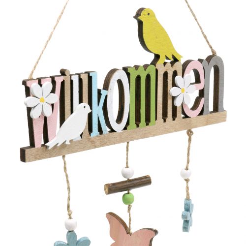 Floristik24 Deco-Hanger "Welcome" Printemps 22cm H43cm 2pcs