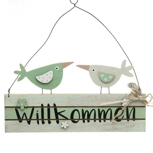 Floristik24 Panneau en bois &quot;Welcome&quot; Vert 29,5cm x 28cm 2pcs
