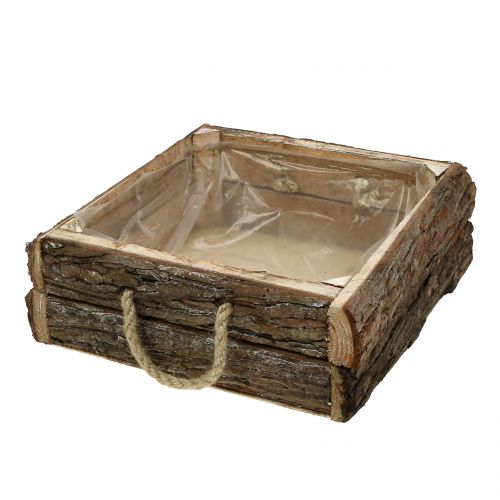 Floristik24 Boîte en bois naturel avec poignées en corde 25x25cm H9cm