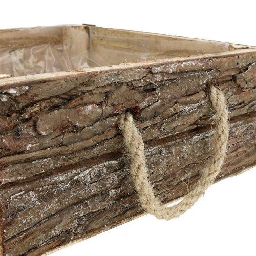Floristik24 Boîte en bois naturel avec poignées en corde 25x25cm H9cm