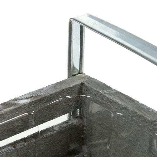 Floristik24 Coffret en bois gris 20cm x 9cm H6cm avec anses