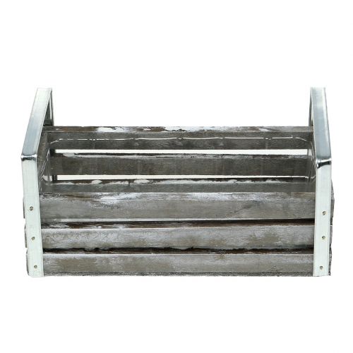 Floristik24 Coffret en bois gris 20cm x 9cm H6cm avec anses