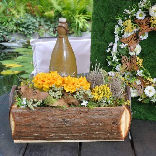 Floristik24 Jardinière Jardinière en écorce avec poignées Boîte en bois naturel