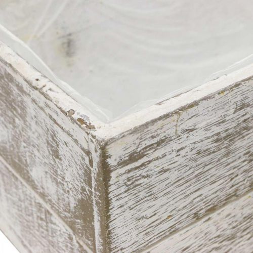 Floristik24 Jardinière bois vintage crème, marron 32×16/28×13cm lot de 2