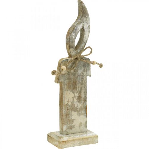 Bougie en bois, décoration de table Shabby Chic, décoration en bois effet pailleté H29.5cm