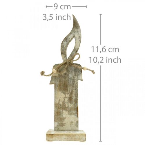Floristik24 Bougie en bois, décoration de table Shabby Chic, décoration en bois effet pailleté H29.5cm