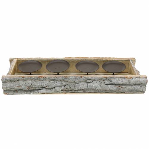 Floristik24 Bougeoir pour 4 bougies bois blanchi 45cm