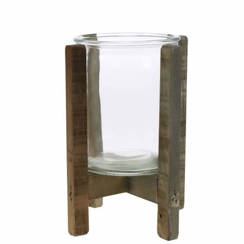 Floristik24 Bougeoir en bois avec verre Ø15cm H18cm