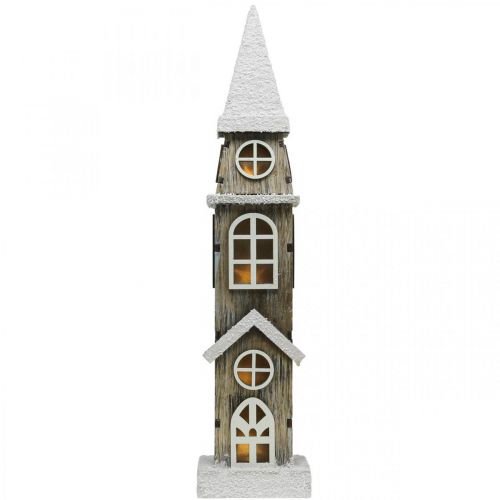 Article Tour de la maison lumineuse en bois Clocher de l&#39;église de Noël H45cm
