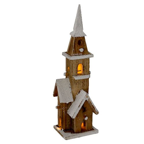 Floristik24 Eglise en bois avec éclairage 40cm