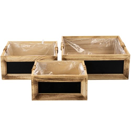 Boîte en bois avec tableau noir et insert, lot de 3 tailles, 30 cm