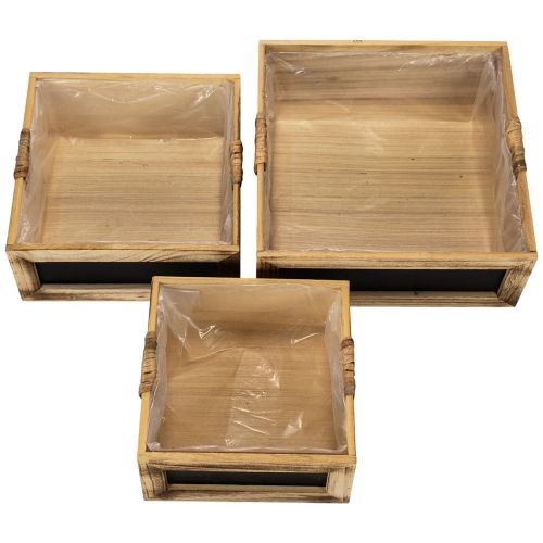 Boîte en bois avec tableau noir et insert, lot de 3 tailles, 30 cm | Floristik24.be