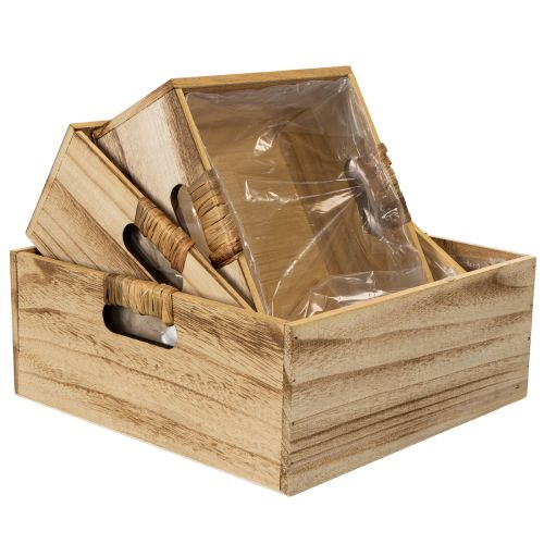 Boîte en bois avec tableau noir et insert, lot de 3 tailles, 30 cm | Floristik24.be